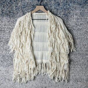 Jens Pirate Booty Sweater Womens Medium Fringe Boho Festival Kimono Cardigan